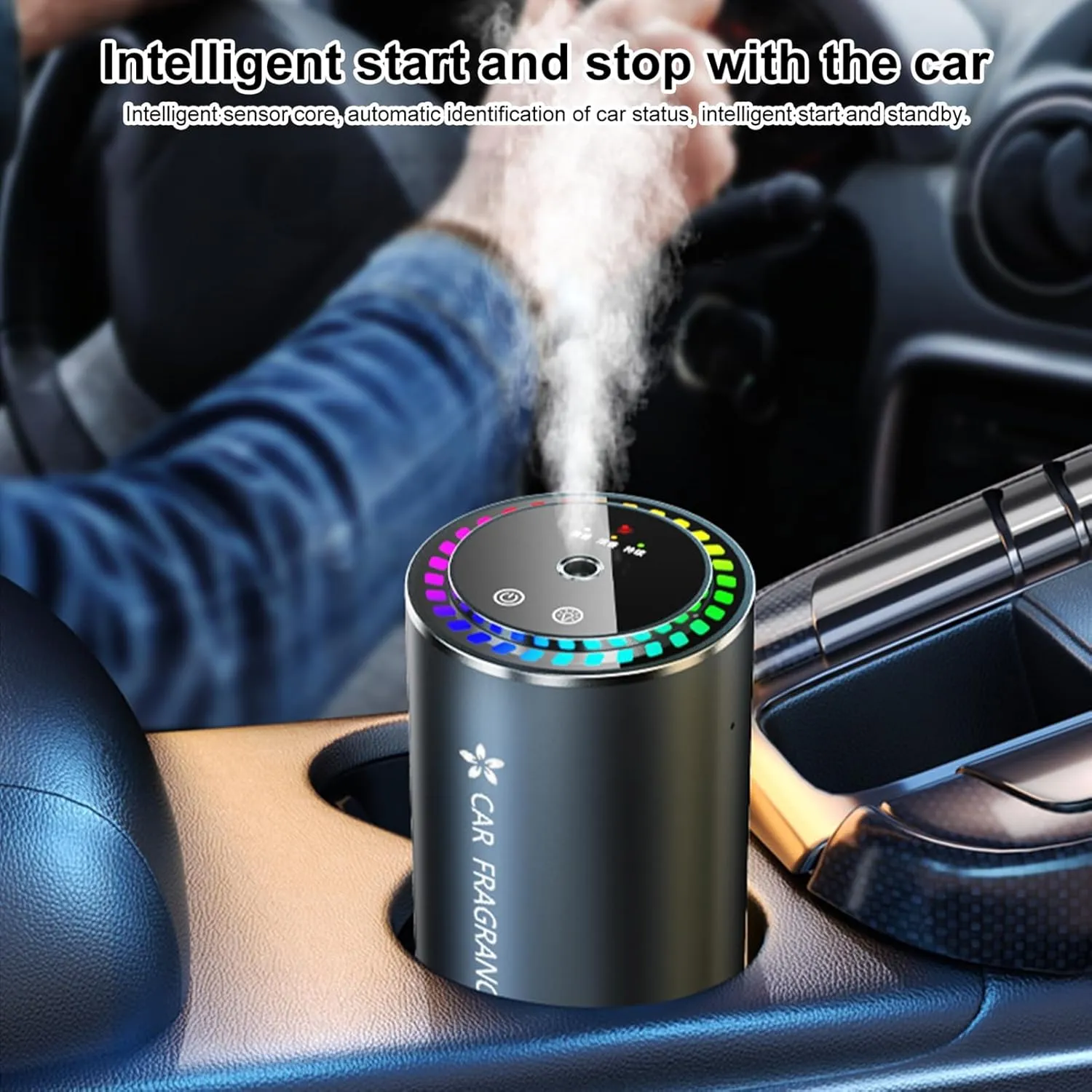 Mist Ultrasonic Humidifier Car Fragrance Diffuser Sure Here's A Product Title for Listing Air Freshener with Colorful Light Rechargeable Auto Gulong