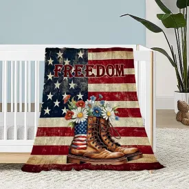 Neatee Living Patriotic Throw Blanket Baby Small 4th of July Memorial Day Fourth of July American Flag Blanket for Swaddle Toddler Veteran Day Stars and Stripes Red White Blue Blanket 30x40