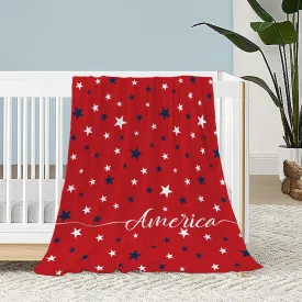 Neatee Living Patriotic Throw Blanket Baby Small 4th of July Memorial Day Fourth of July American Freedom Blanket Swaddle Toddler Pet Veteran Day Red White Blue Stars Fleece Lap Blanket 30x40