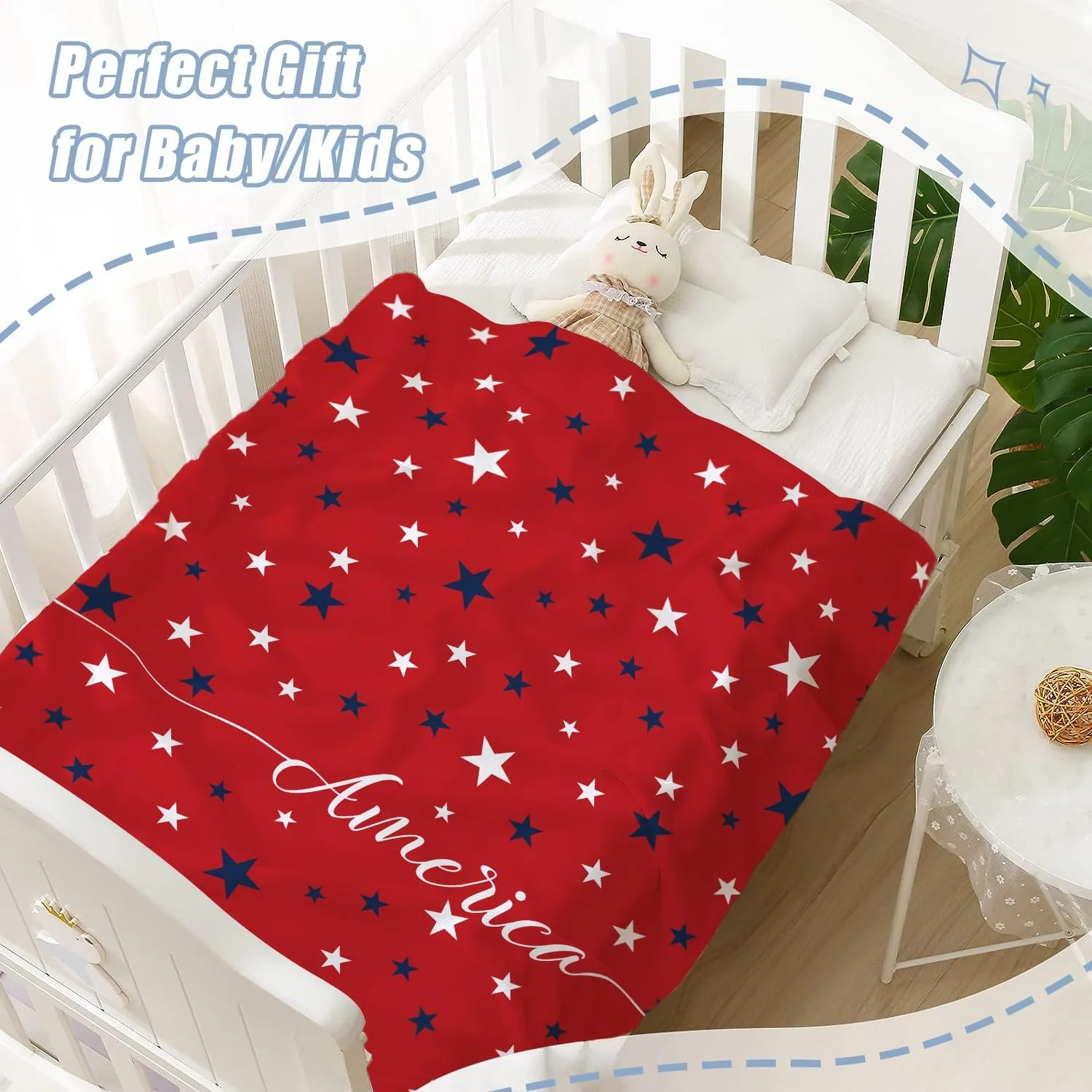 Neatee Living Patriotic Throw Blanket Baby Small 4th of July Memorial Day Fourth of July American Freedom Blanket Swaddle Toddler Pet Veteran Day Red White Blue Stars Fleece Lap Blanket 30x40