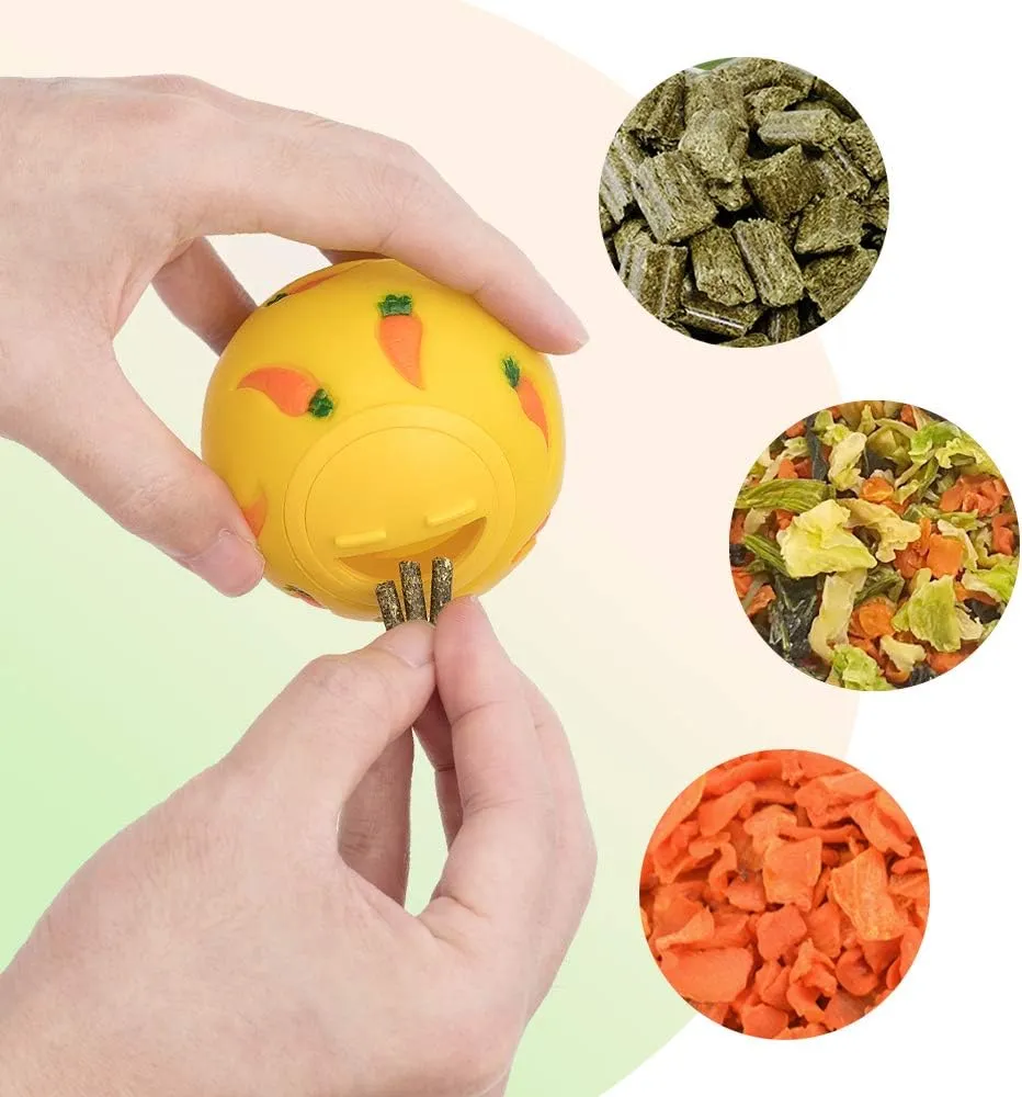 Niteangel Treat Ball, Snack Ball for Guinea Pigs, Rabbits, Hedgehogs and Other Small Pets (Small, Yellow & Blue)