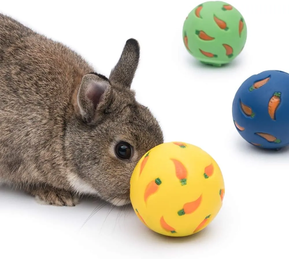 Niteangel Treat Ball, Snack Ball for Guinea Pigs, Rabbits, Hedgehogs and Other Small Pets (Small, Yellow & Blue)