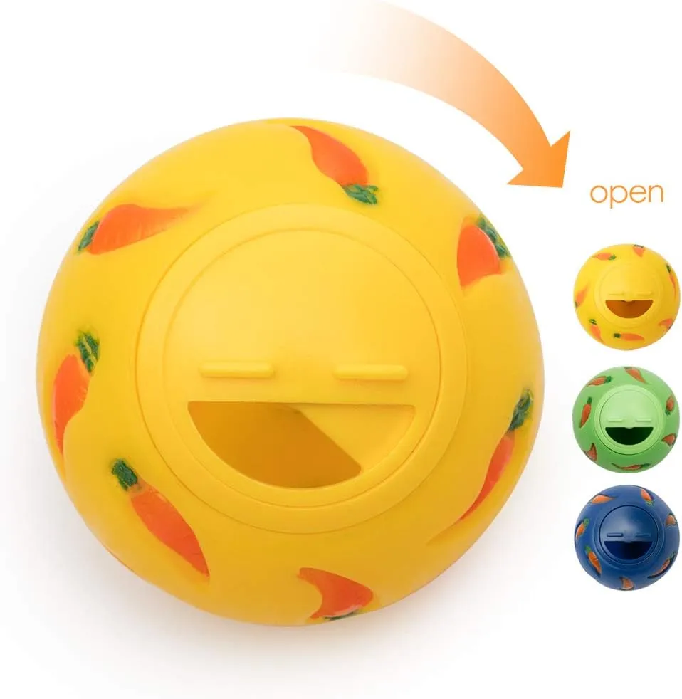 Niteangel Treat Ball, Snack Ball for Guinea Pigs, Rabbits, Hedgehogs and Other Small Pets (Small, Yellow & Blue)