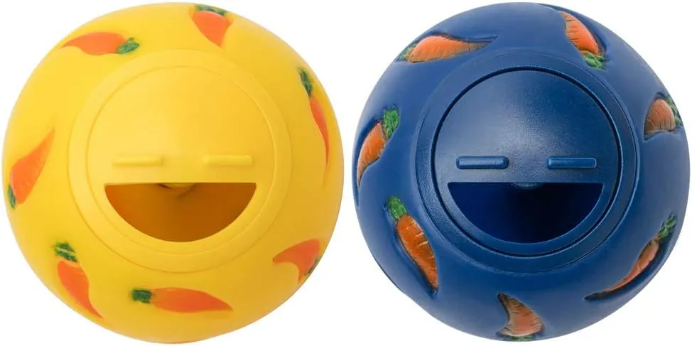 Niteangel Treat Ball, Snack Ball for Guinea Pigs, Rabbits, Hedgehogs and Other Small Pets (Small, Yellow & Blue)