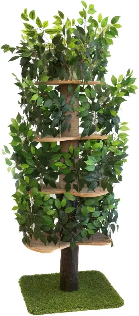 On2 Pets Cat Tree with Leaves Made in USA, House & Activity Tree, Multi-Level Cat Condo for Indoor Cats. (Square Base, XL Green)