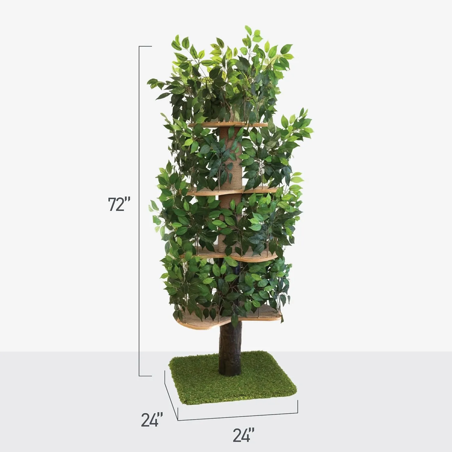 On2 Pets Cat Tree with Leaves Made in USA, House & Activity Tree, Multi-Level Cat Condo for Indoor Cats. (Square Base, XL Green)