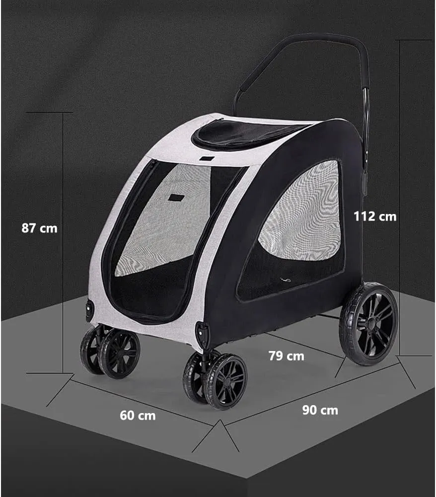 Pet Strollers for Medium Large Dogs Strolling Cart for 2 Dogs 4 Wheels Collapsible Dog Carrier Pet Stroller for Outdoor Travel Max.110 LBS (Red)