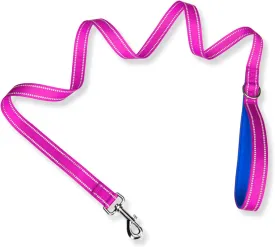 PHOEPET 5 Feet Dog Leash - Dual-Side Reflective - Soft Padded Handle - Fit for Walking, Training or Exploring Hiking, Camping (Pink   Royal Blue Base)