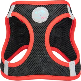 PHOEPET Step-in Dog Harness,Reflective Adjustable Dog Vest Harness, Soft Pet Walking Jacket with 2 Metal Leash Hooks for Dog and Cat(Black Base & Red Straps,M)