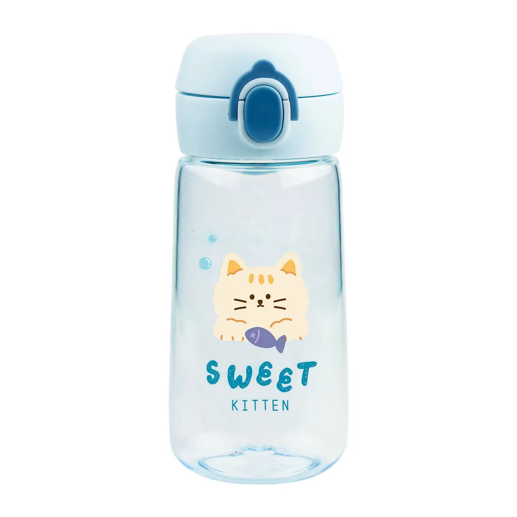 Plastic Cool Water Bottle with One-Touch Flip Top Lid and Handle (510mL)(Cat)