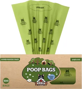 Pogi's Poop Bags  Large, Leak-Proof Dog Waste Bags for Yard or Home Use, Fresh Scent (Single Roll, 500-Count)