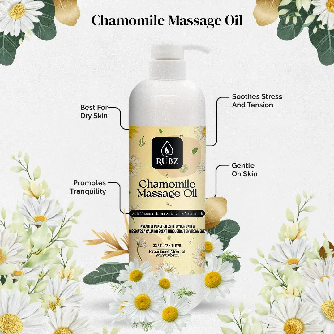 Rubz Chamomile Body Massage Oil | Relaxing, Soothing & Destressing Body Massage Oil for Men & Women | Best for Aromatherapy & Full Body Spa | 5 Litre
