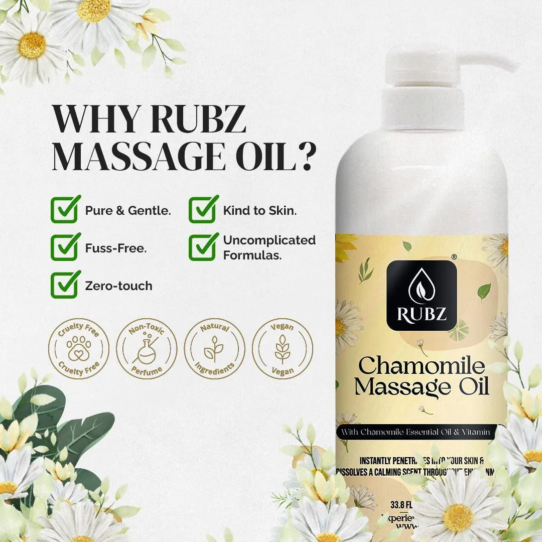 Rubz Chamomile Body Massage Oil | Relaxing, Soothing & Destressing Body Massage Oil for Men & Women | Best for Aromatherapy & Full Body Spa | 5 Litre