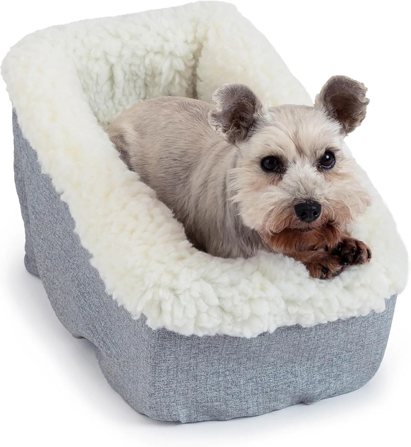 Snoozer Small Console Dog Car Seat Travel Dog Bed Carrier for Dogs up to 7 lbs, Provides Safe & Calm Pet Travel with Dog Car Seat Belt Harness Strap, Removable Machine Washable Stone Diamond Cover