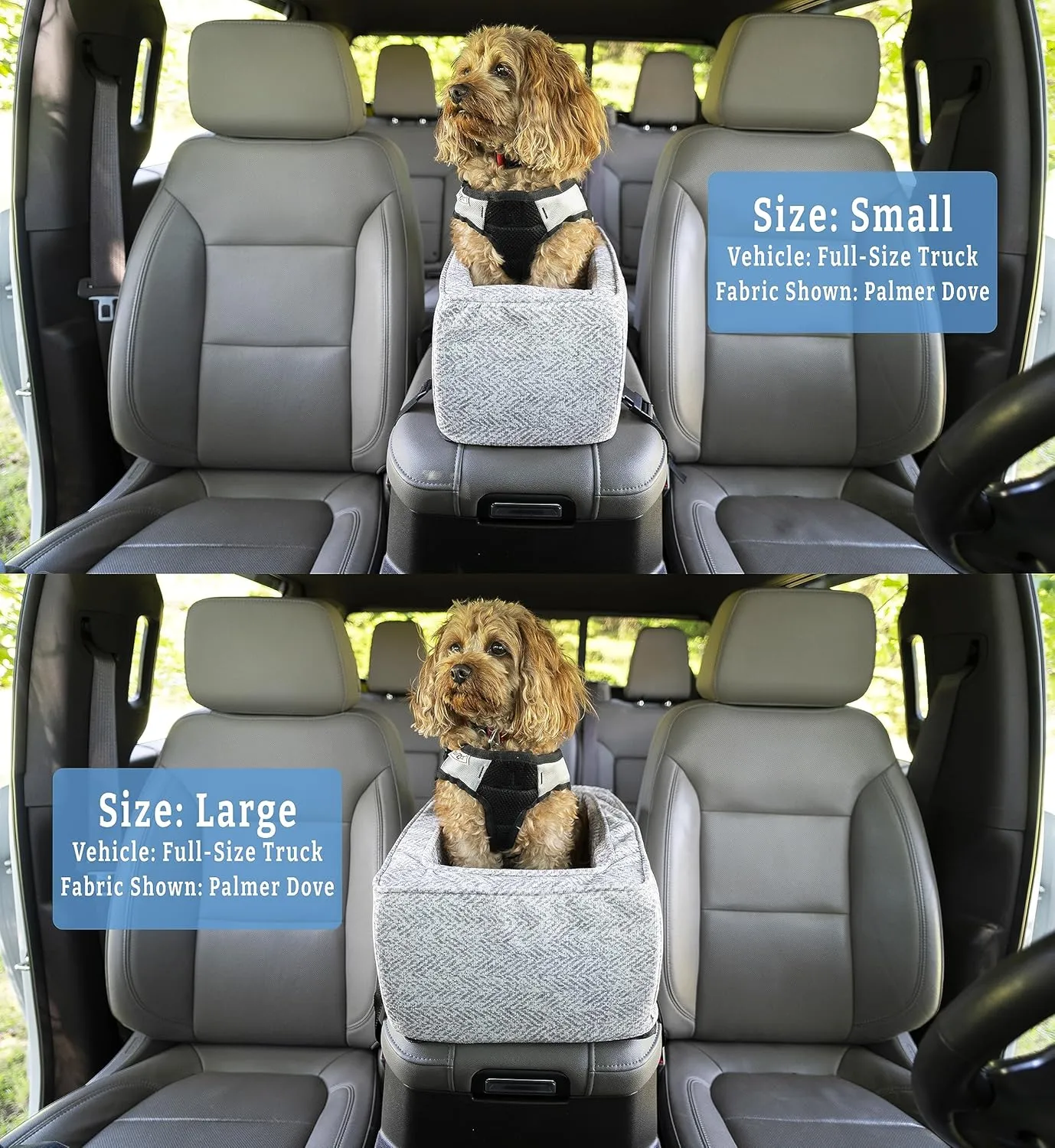 Snoozer Small Console Dog Car Seat Travel Dog Bed Carrier for Dogs up to 7 lbs, Provides Safe & Calm Pet Travel with Dog Car Seat Belt Harness Strap, Removable Machine Washable Stone Diamond Cover