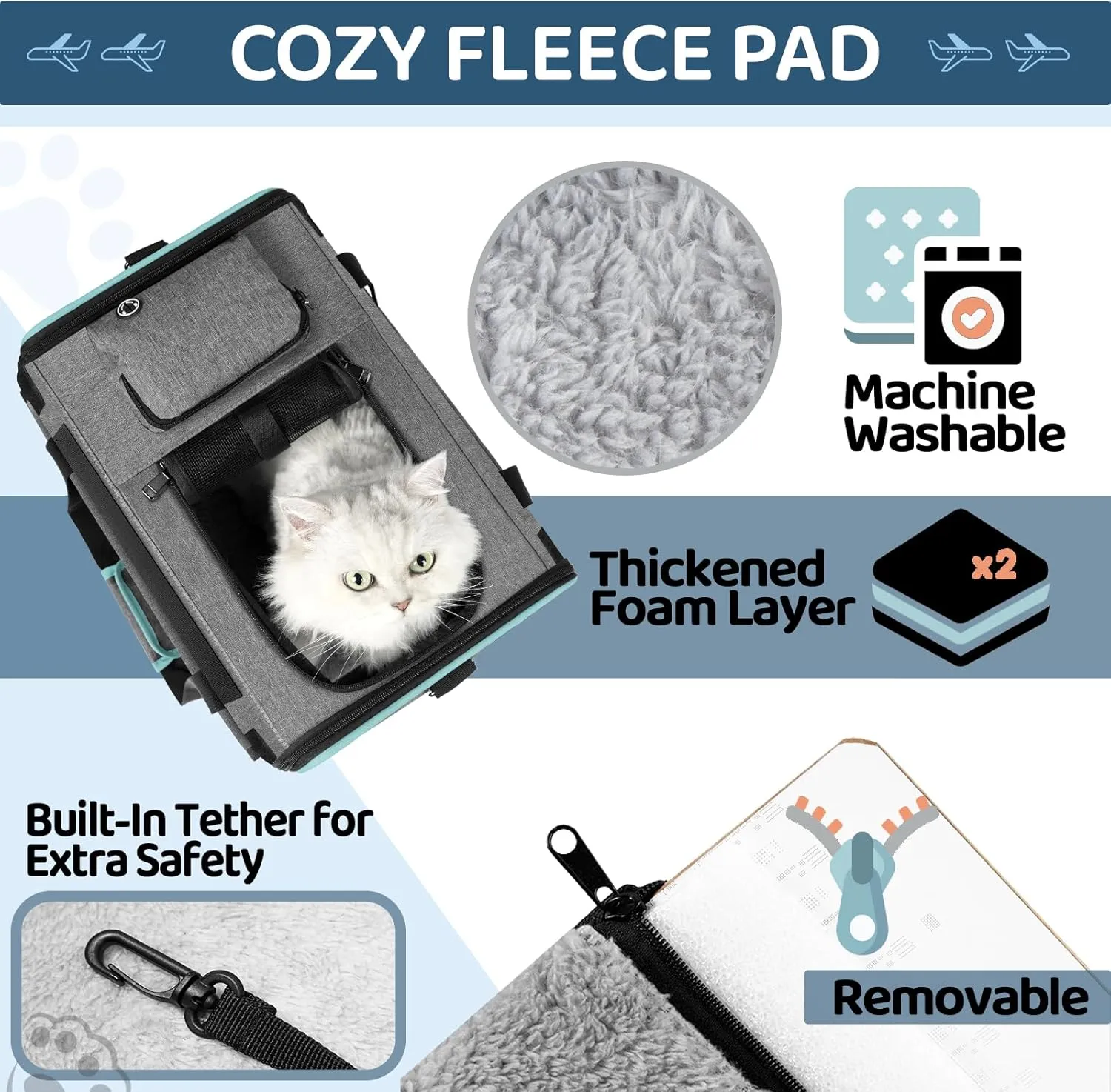 Soft-Sided Airline-Compliant Pet Carrier  18x11x11 Inch Underseat TSA-Approved Travel Bag for Cats & Small Dogs Under 15 lbs