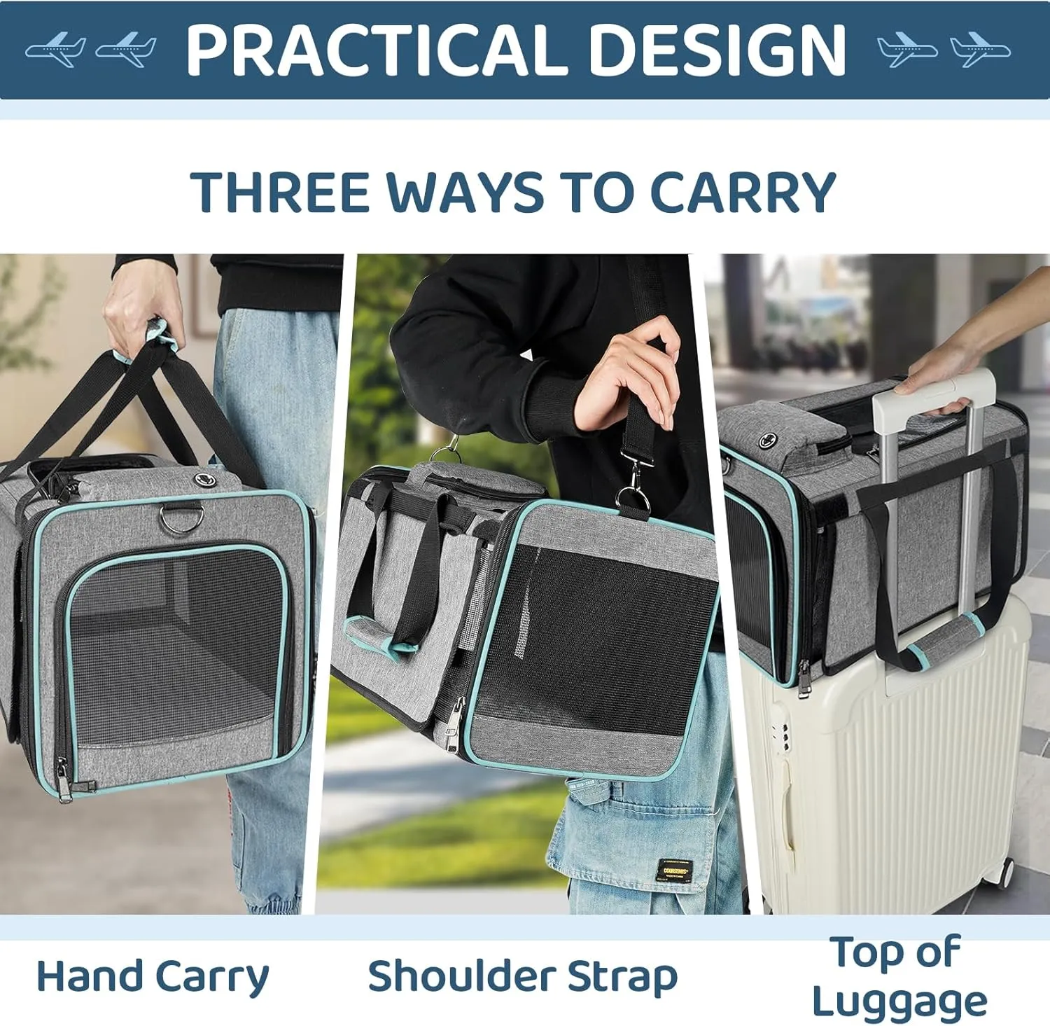 Soft-Sided Airline-Compliant Pet Carrier  18x11x11 Inch Underseat TSA-Approved Travel Bag for Cats & Small Dogs Under 15 lbs