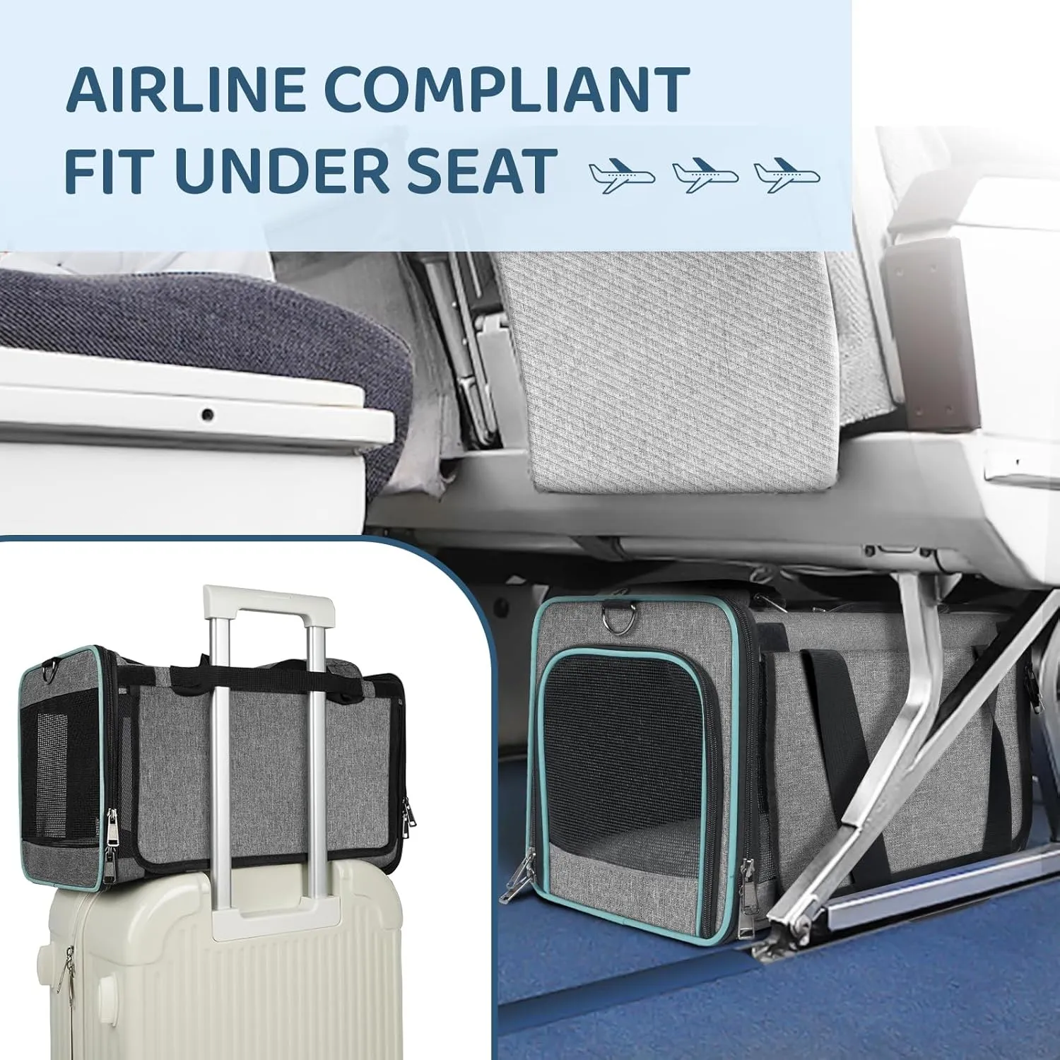 Soft-Sided Airline-Compliant Pet Carrier  18x11x11 Inch Underseat TSA-Approved Travel Bag for Cats & Small Dogs Under 15 lbs