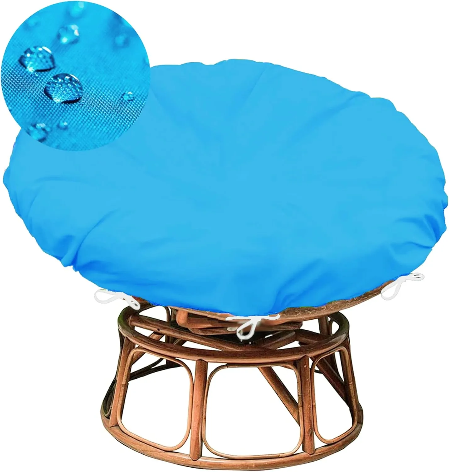 Sqodok Papasan Cushion Cover Only, 50in Outdoor Indoor Papasan Chair Cushion Covers Water Resistant, Machine Washable Papasan Chair Cushion Slipcover with Zipper and Straps (Sky Blue, 55" x 55")