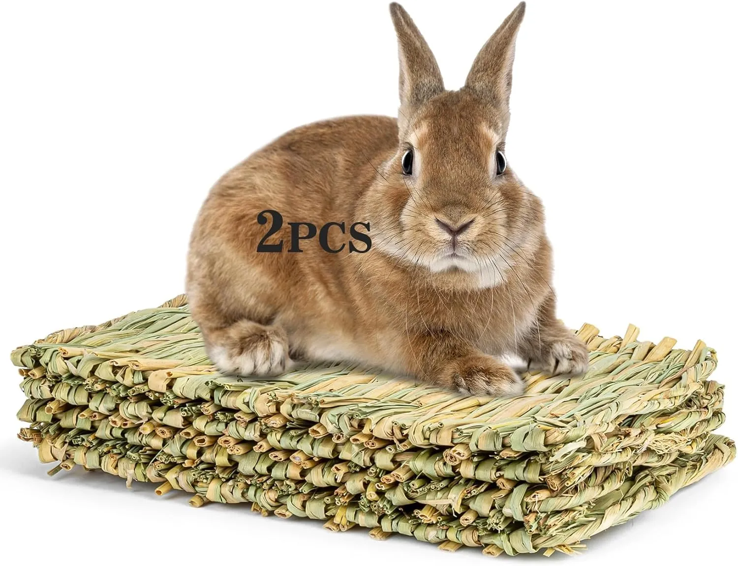 Sukh 2 PCS Rabbit Grass Mats - Natural Hay Woven Bunny Rabbit Bad Cage Mats Pet Bedding Cooling Sleeping Nesting & Toys for Hamster Bunny Chinchilla Guinea Pig Mouse Bird and Other Small Animal