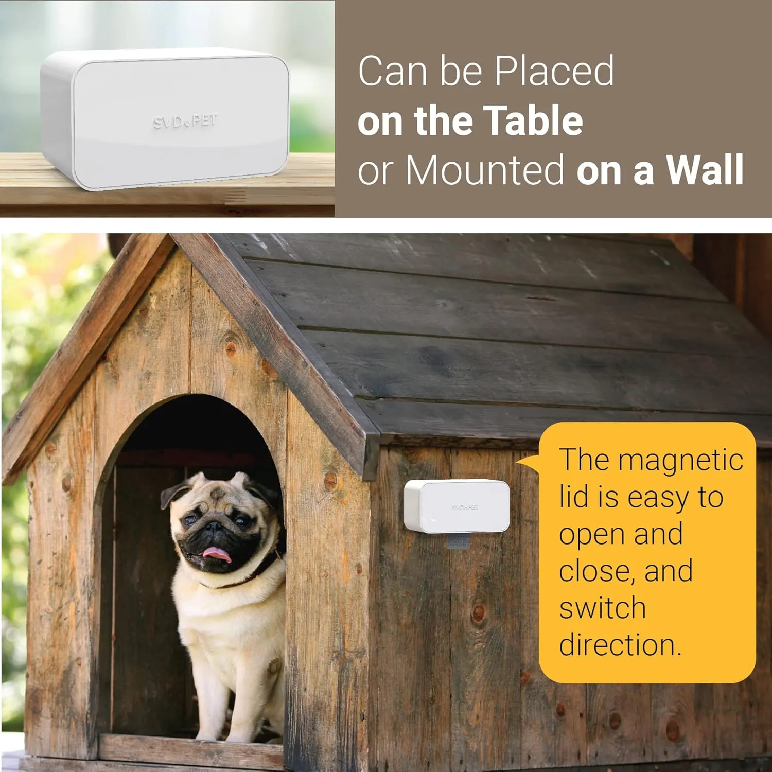 SVD.PET Dog Waste Dispenser with 120 Bags, Wall Mount or Tabletop, Holds 8 Rolls, Indoor/Outdoor