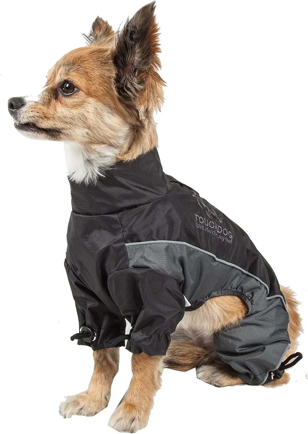 TOUCHDOG 'Quantum-Ice' Full Body Bodied Adjustable and 3M Reflective Pet Dog Coat Jacket w/ Blackshark Technology, Medium, Black, Grey