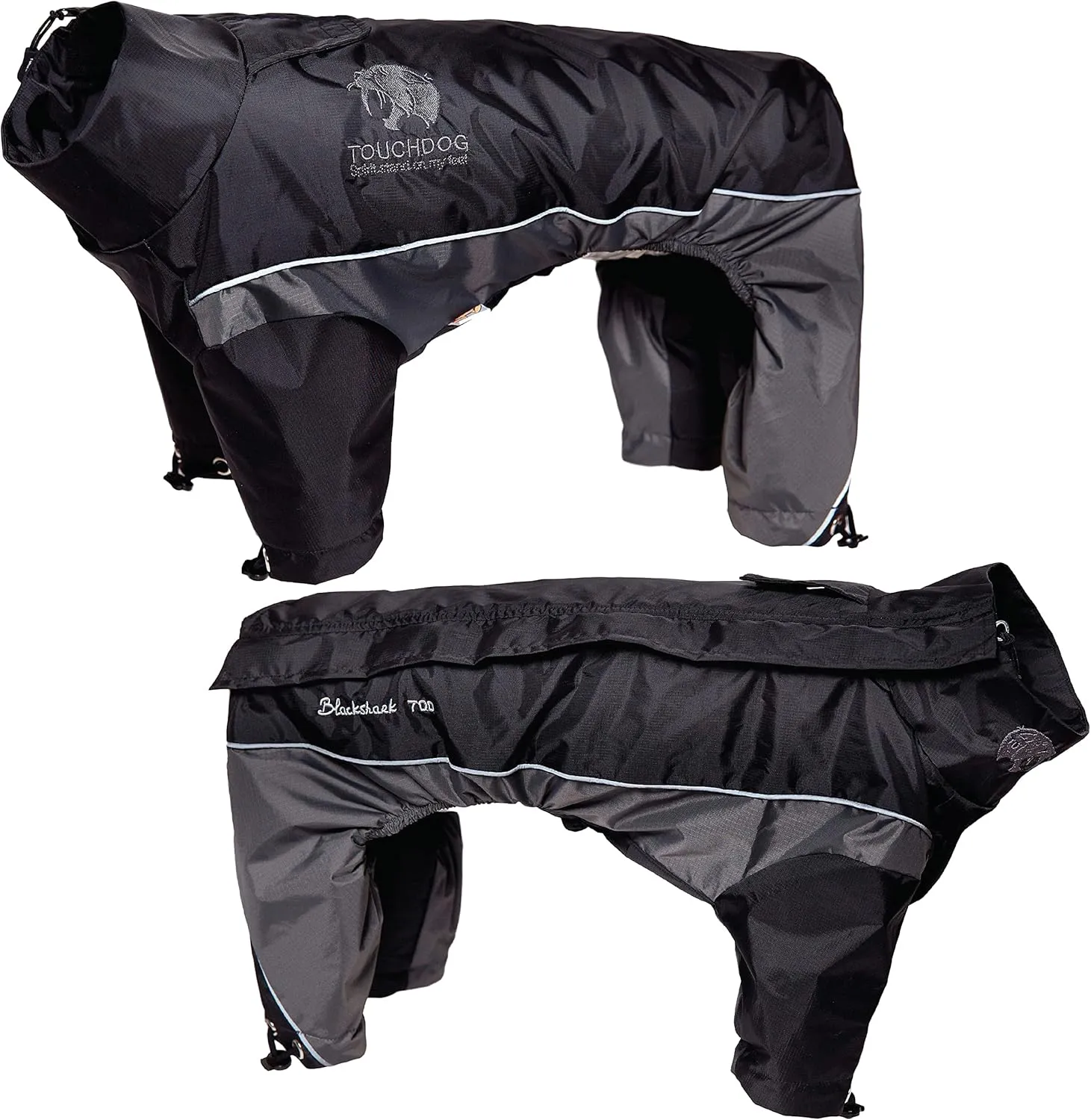 TOUCHDOG 'Quantum-Ice' Full Body Bodied Adjustable and 3M Reflective Pet Dog Coat Jacket w/ Blackshark Technology, Medium, Black, Grey