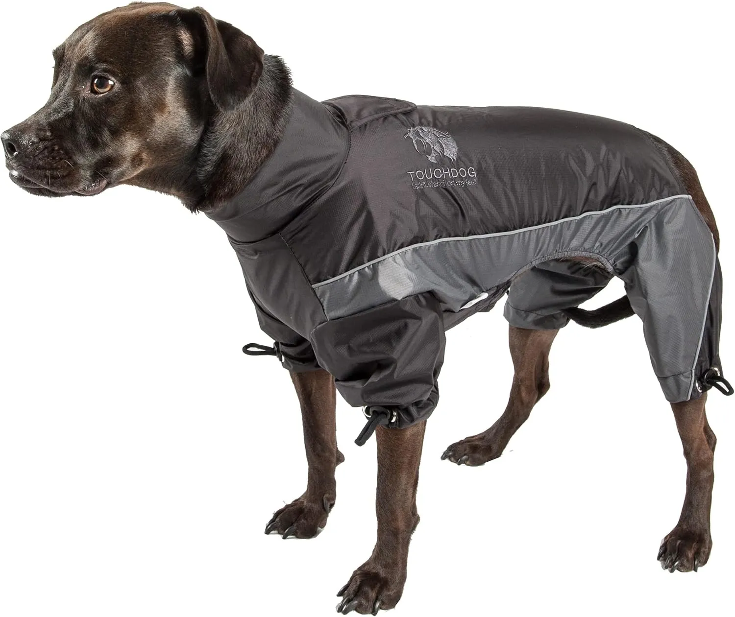 TOUCHDOG 'Quantum-Ice' Full Body Bodied Adjustable and 3M Reflective Pet Dog Coat Jacket w/ Blackshark Technology, Medium, Black, Grey