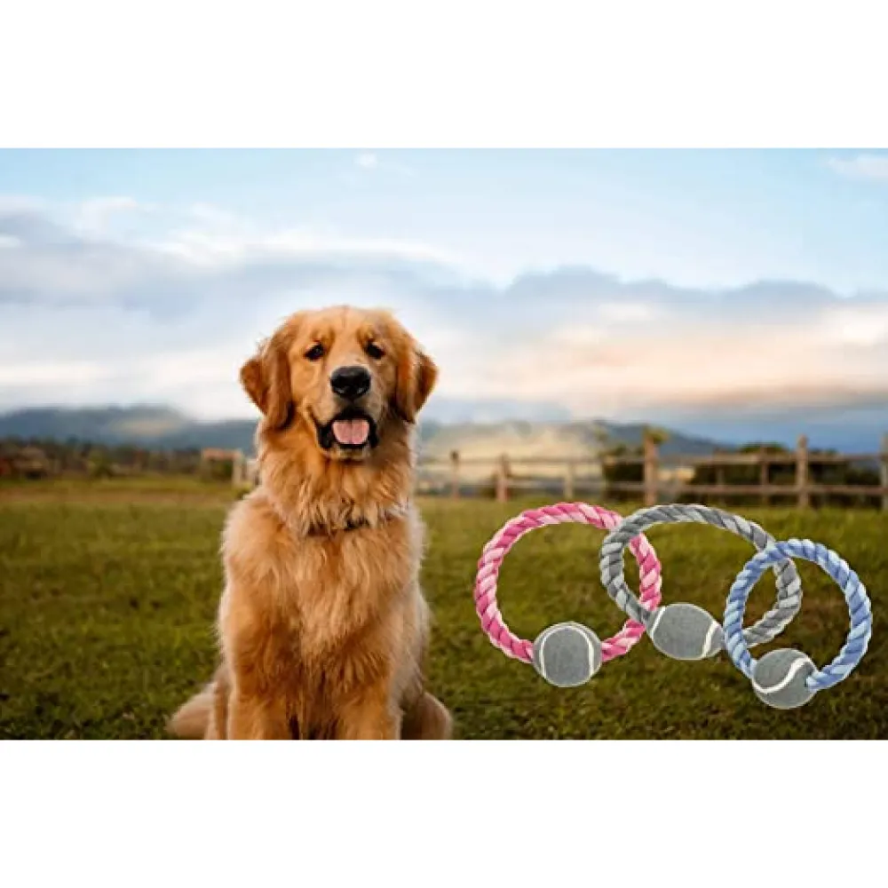 Trixie Rope Ring with Tennis Ball Toy for Dogs (Grey)