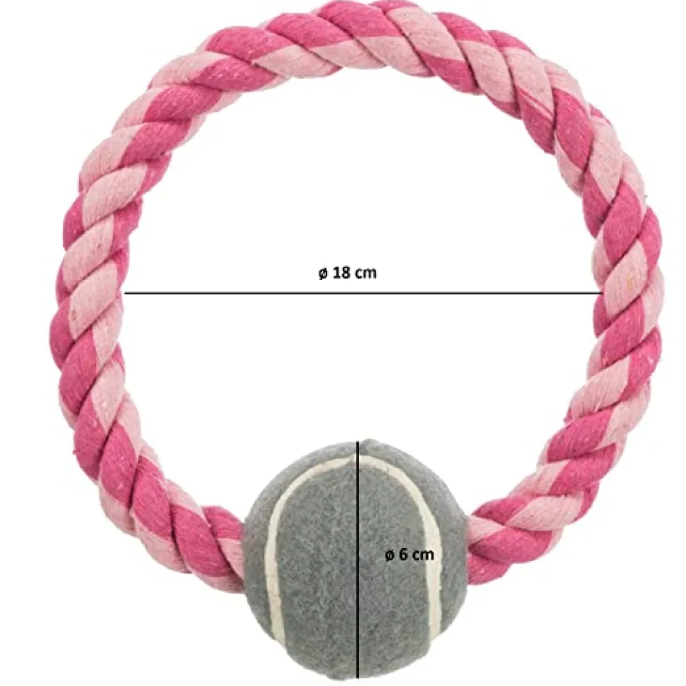 Trixie Rope Ring with Tennis Ball Toy for Dogs (Grey)