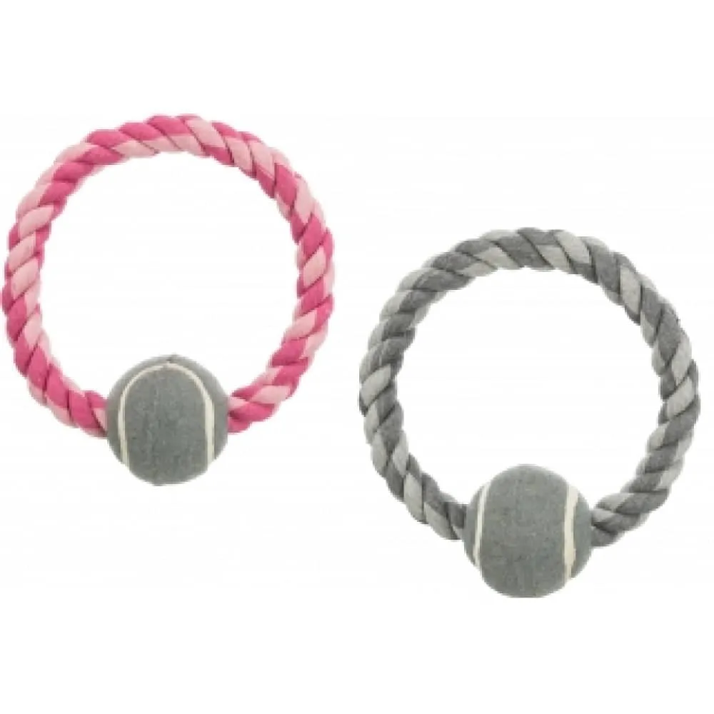 Trixie Rope Ring with Tennis Ball Toy for Dogs (Grey)