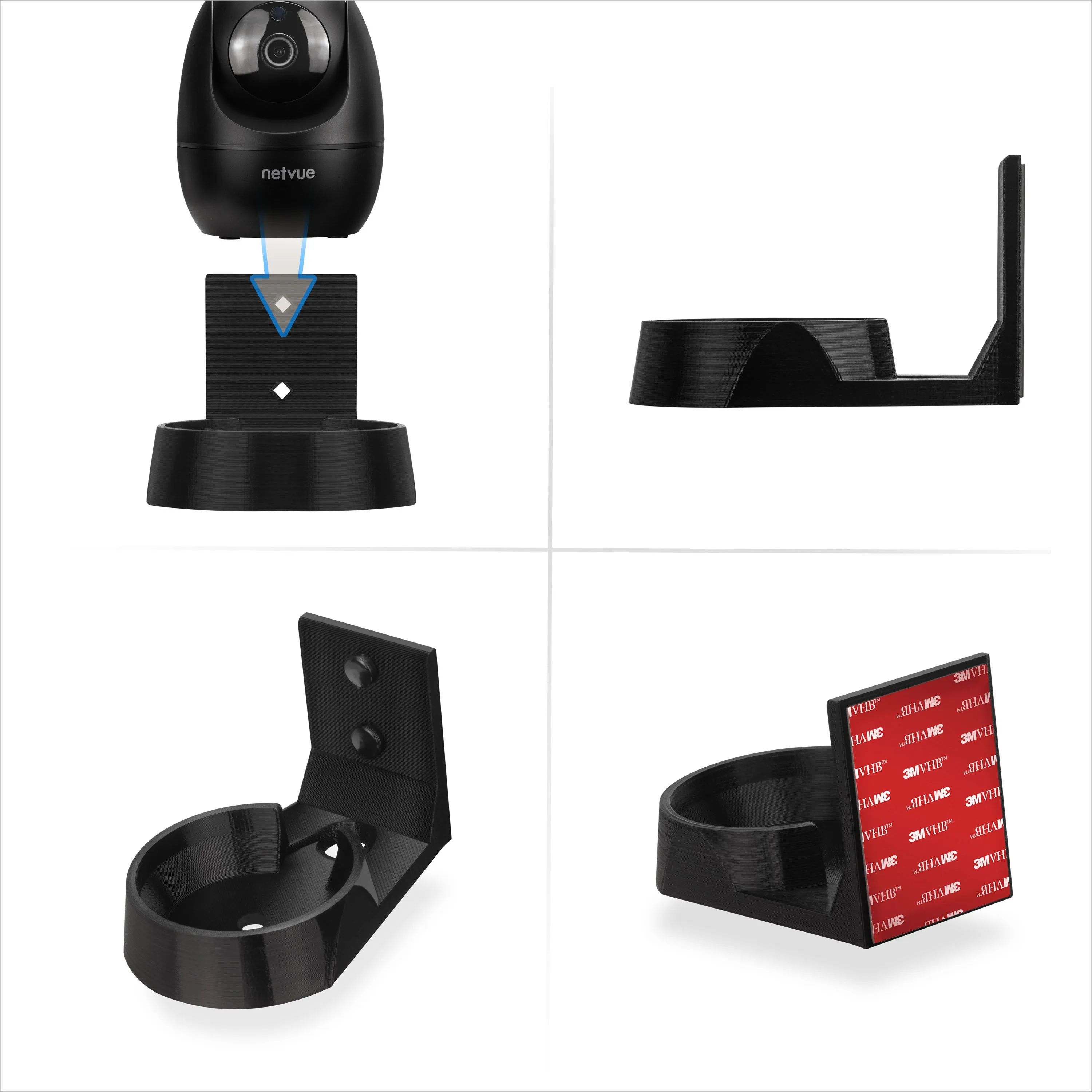 Wall Mount for NETVUE NI-342 Pet & Baby Indoor Camera, Adhesive Security Camera Holder Bracket, Reduce Blind Spots & Clutter, Adhesive & Screw-In Mounting