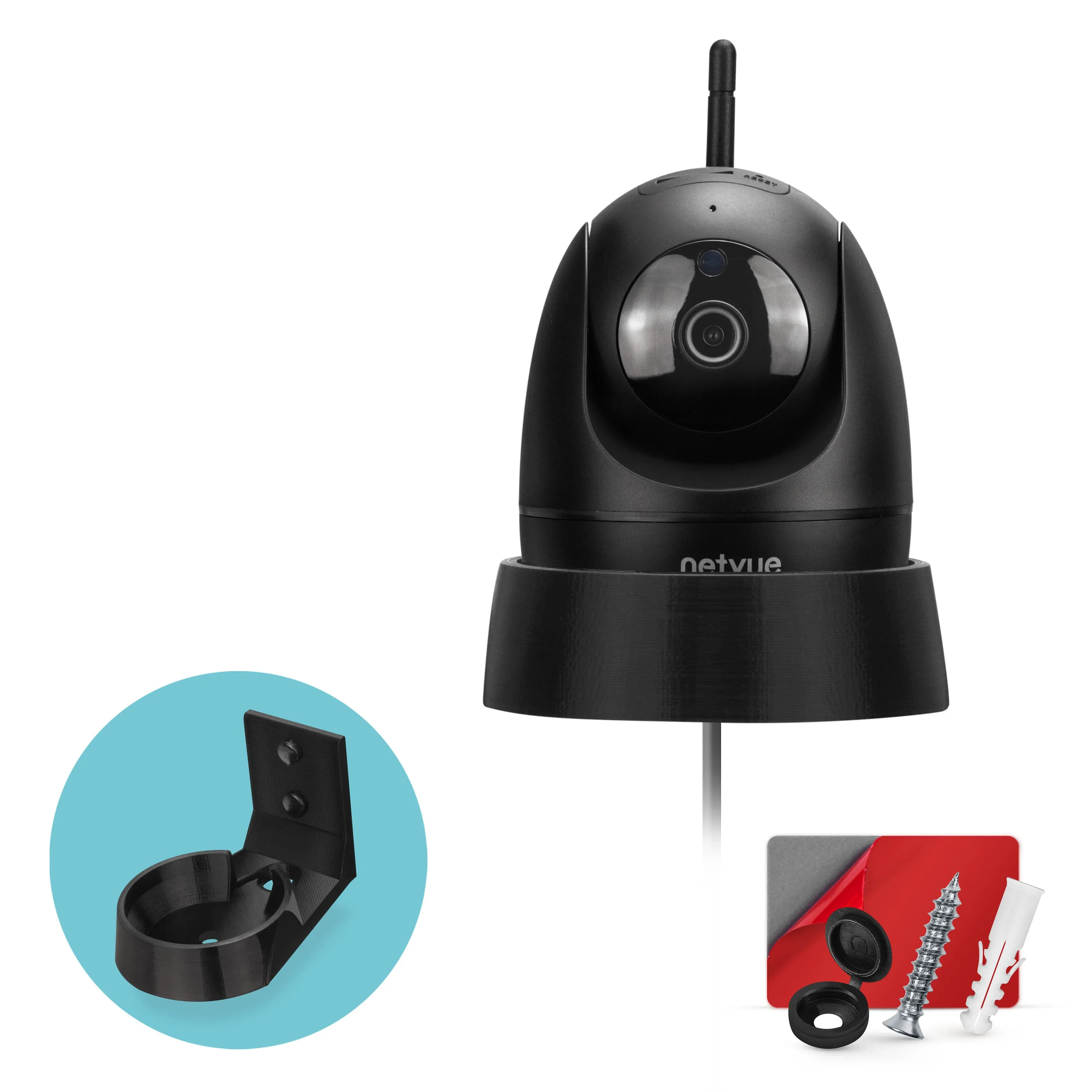 Wall Mount for NETVUE NI-342 Pet & Baby Indoor Camera, Adhesive Security Camera Holder Bracket, Reduce Blind Spots & Clutter, Adhesive & Screw-In Mounting