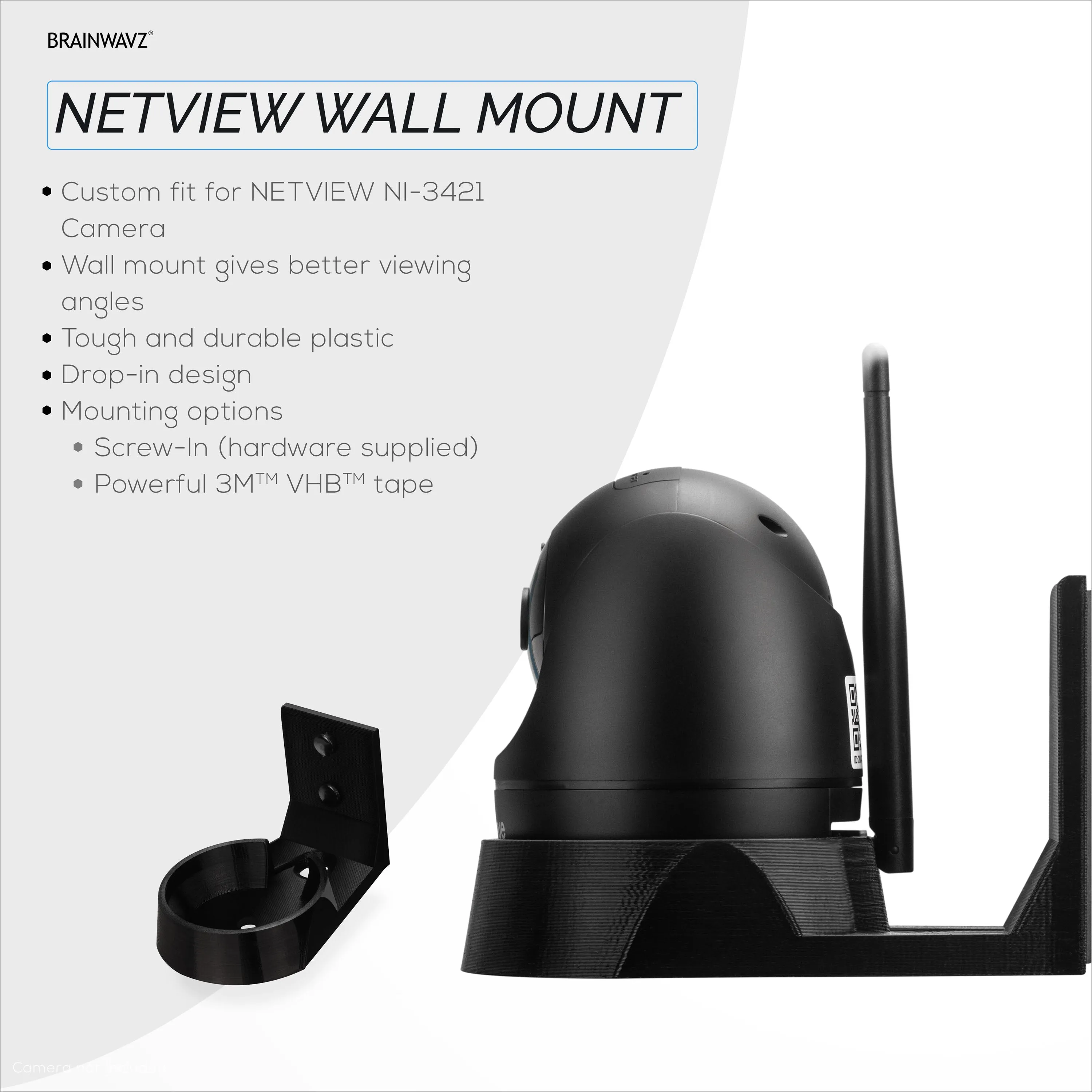Wall Mount for NETVUE NI-342 Pet & Baby Indoor Camera, Adhesive Security Camera Holder Bracket, Reduce Blind Spots & Clutter, Adhesive & Screw-In Mounting