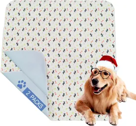 Washable Dog Pee Pads,Non Slip Dog Mats with Great Urine Absorption,Reusable Puppy Pee Pads for Whelping,Potty,Training,Playpen,2PACKS Cartoon Dog Urine Pads(35"*31"Thickened Version)