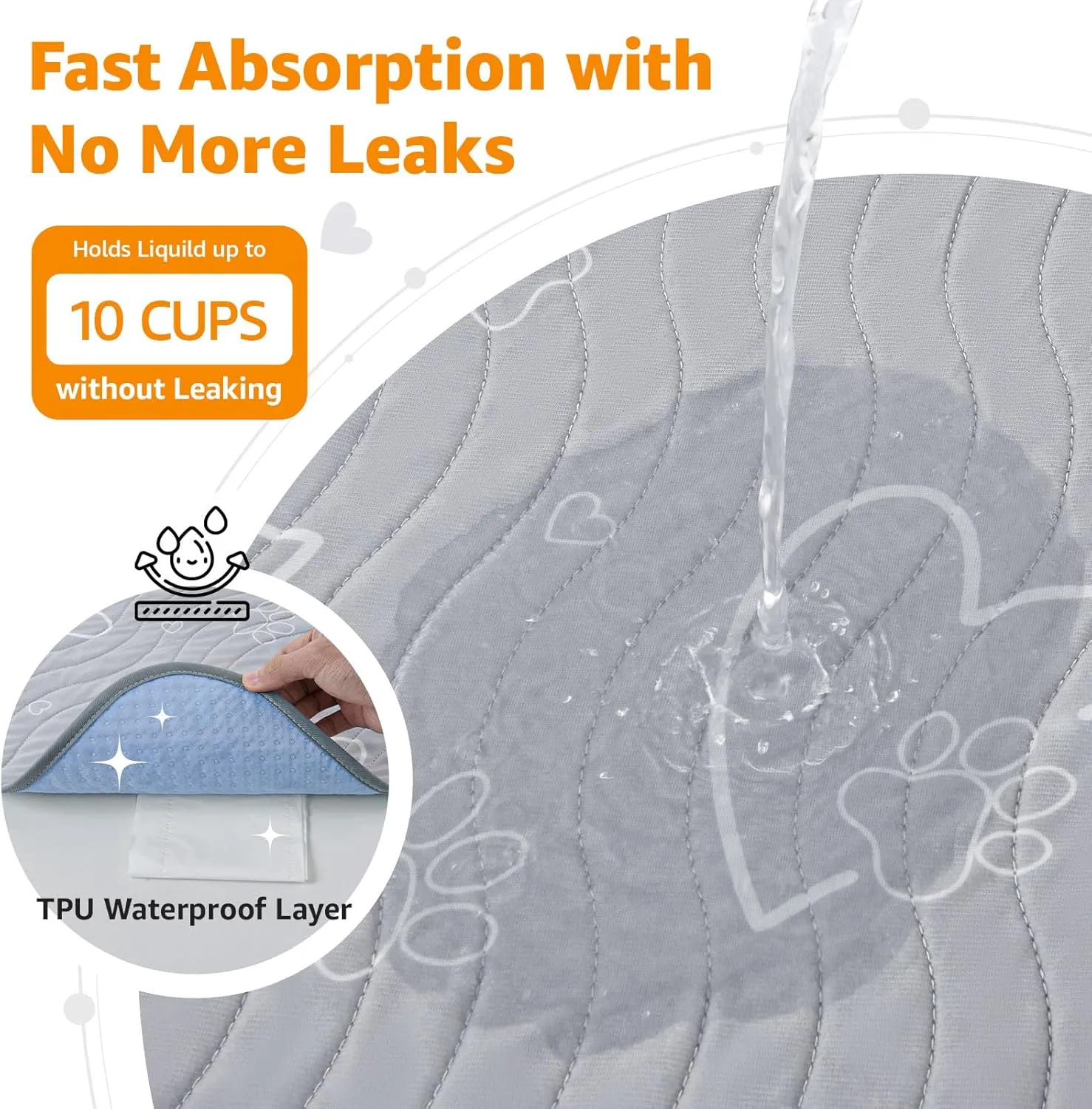 Washable Pee Pads for Dogs Reusable: 2 Pack Waterproof Puppy Pads Absorbent Quick Dry Training Pads - Non Slip Puppy Whelping Mats for Grate, Floor, Housebreak, Couch 18"x24"