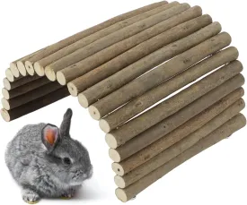 Wooden Hamster Bridge,Shrub Rodents Chewing Climbing Tunnel Small Animal Bendy Bridge Ramp Hut Hideout for Guinea Pigs Hedgehogs Chinchillas and Other Rodents