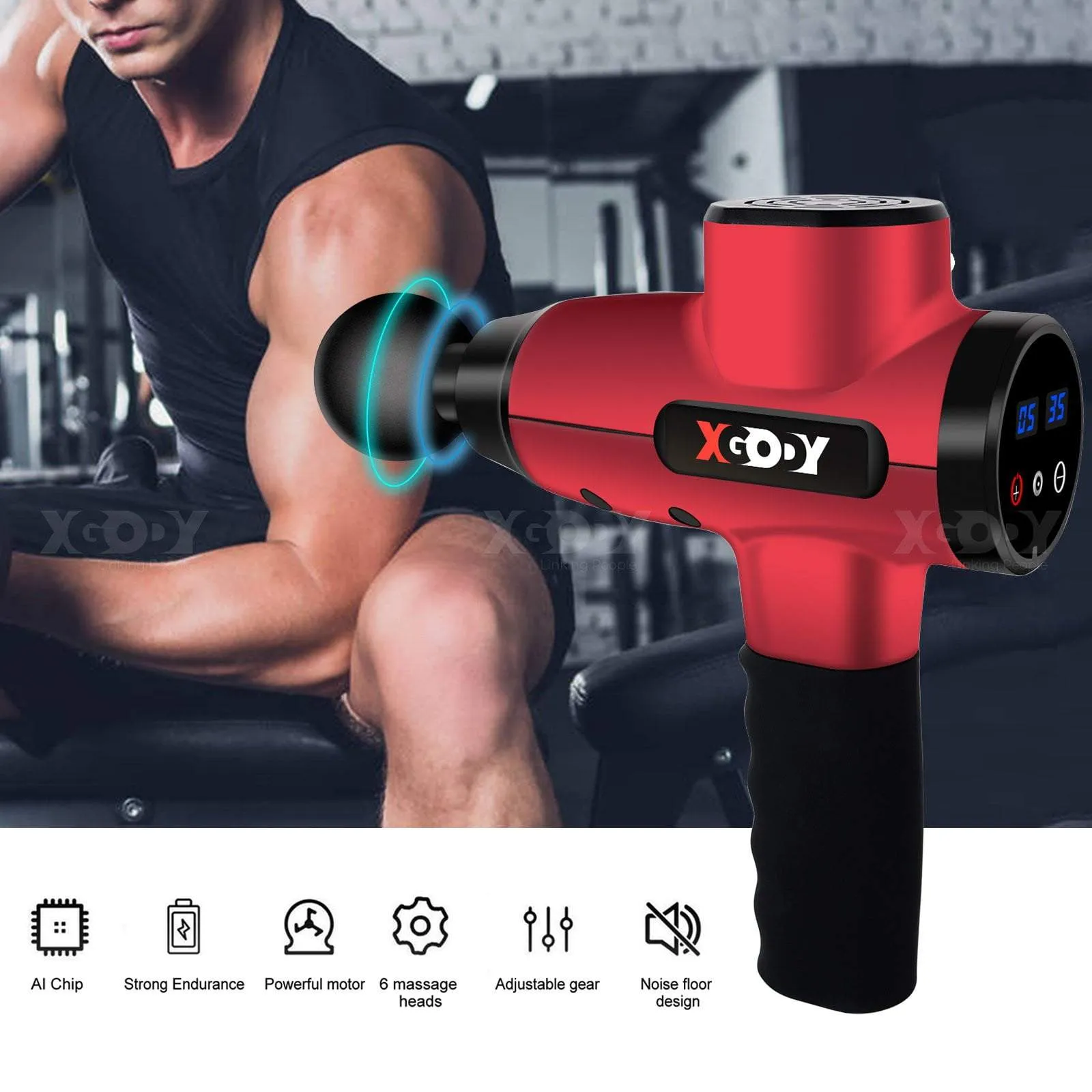 XGODY YZ01 Massage Gun Powerful Percussion Massager Deep Tissue Muscle Relaxing