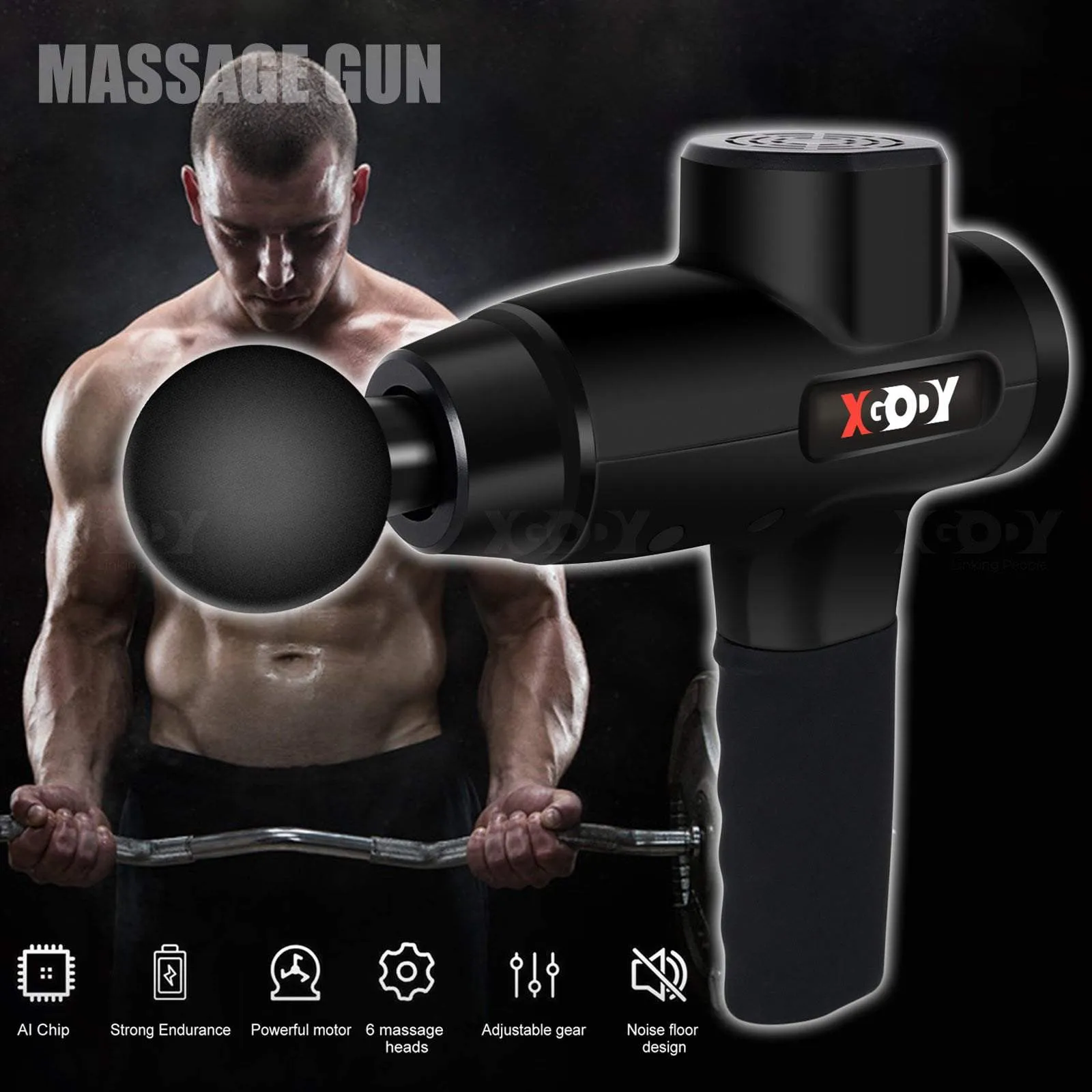 XGODY YZ01 Massage Gun Powerful Percussion Massager Deep Tissue Muscle Relaxing